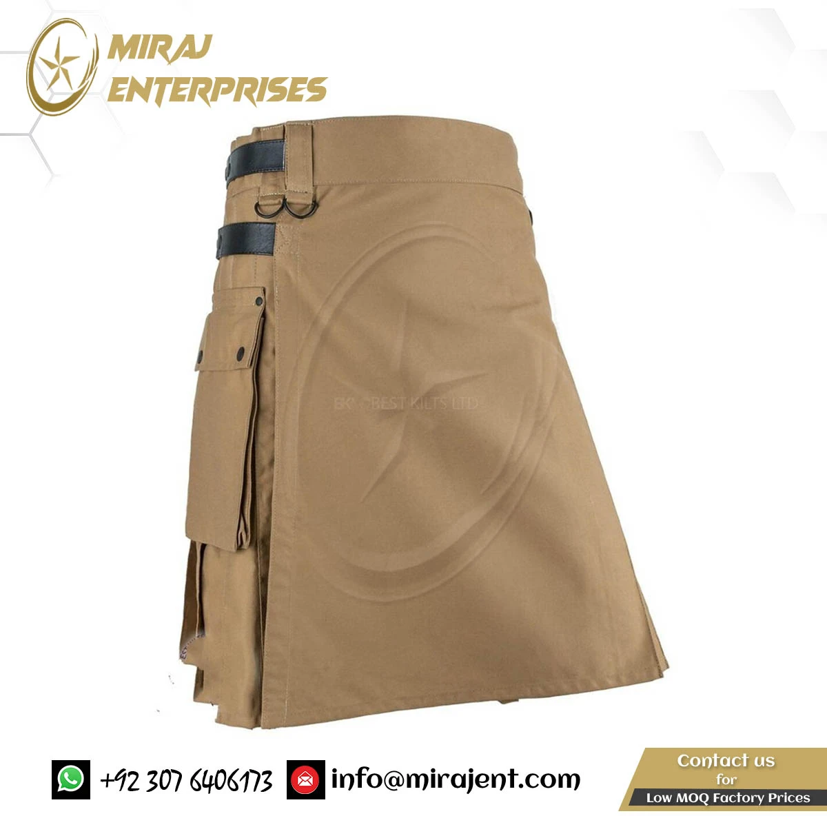 Vintage Style Pocket Kilts Solid Color Unisex Fashion Irish Kilt  Camo Metal Straps Utility Kilts