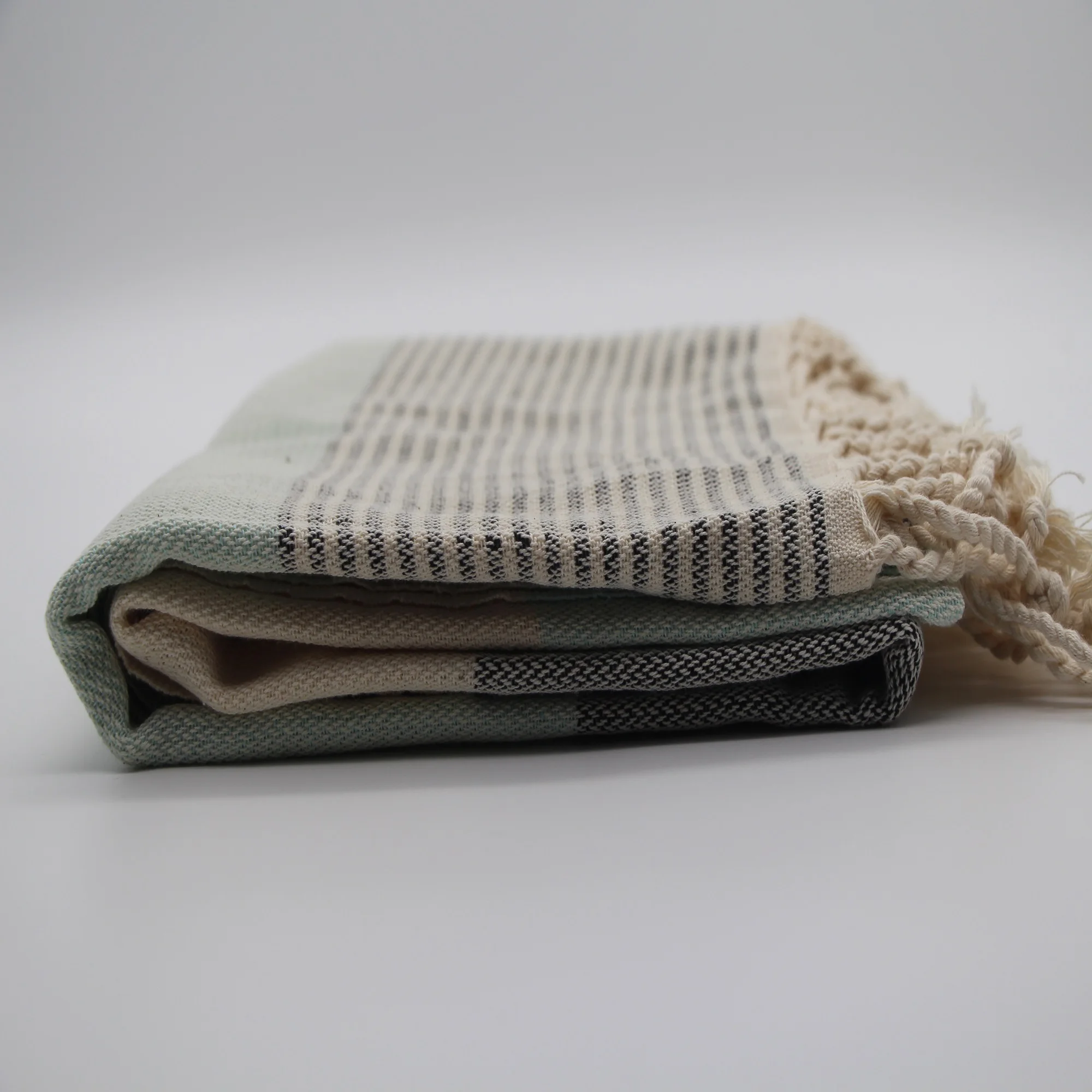 Estel Wholesale Thick Stripy New Beach Spa Bath Towel From Turkey Hisar Towel 100 x 180 cm Mint and Black