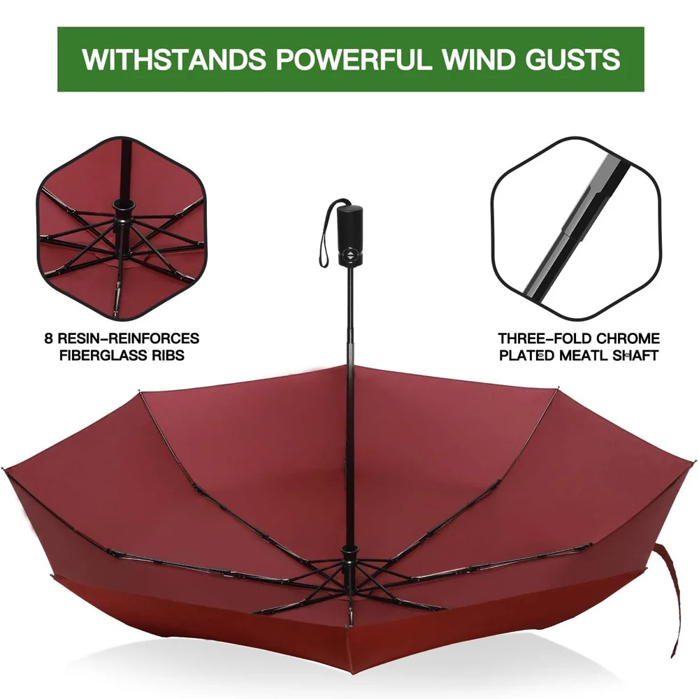 Fashion Designer Water-Repellent custom logo umbrella automatic windproof 3 folding umbrella