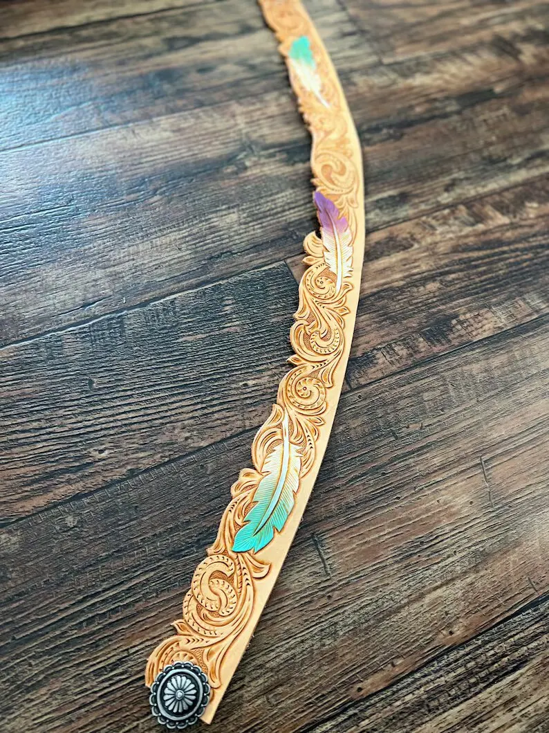 Best Selling Hand Made Designer Leather Western Tooled Feather Hat Band At Wholesale Manufacture