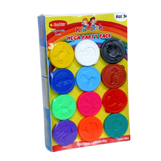 Buy Kid Doh Mega Party Pack with 12 Color 25 GM & Other Equipment For Create Fun Design & Character Low Prices
