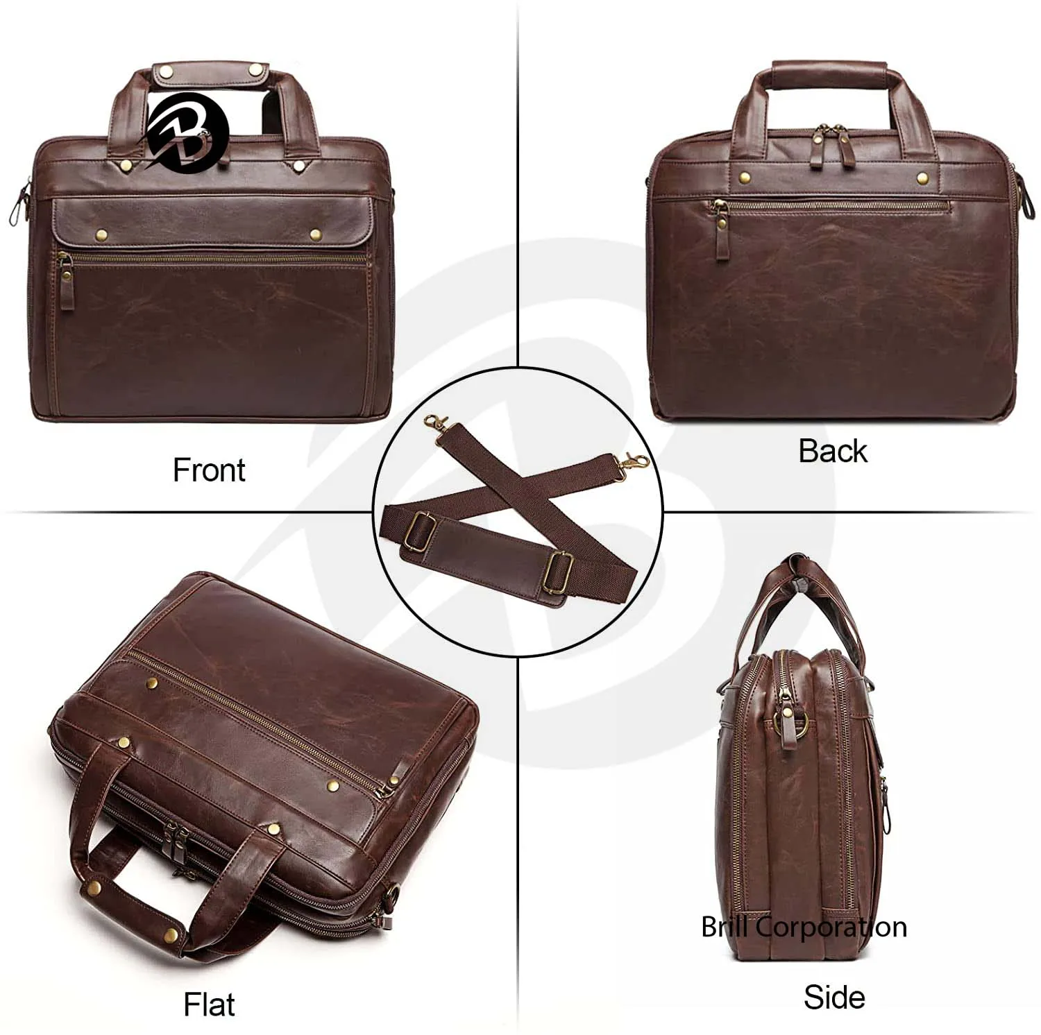 2023 New Arrival Custom Made Real Leather 15 Inches Lop Top Briefcases Bag \ Business Work Briefcases Bags