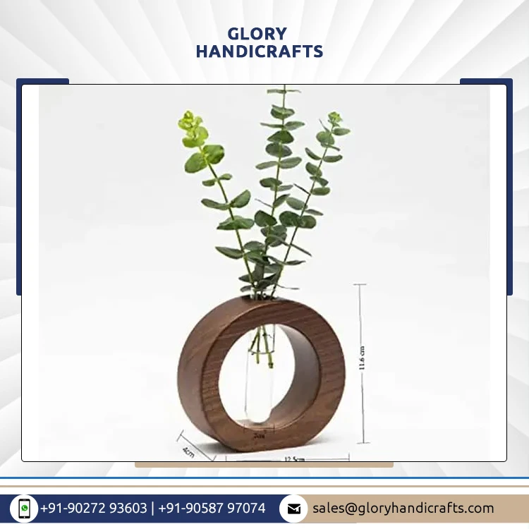 Experience Manufacturer Selling Wooden 1 Glass Test Tube Home Decor Planter Modern Flower Vase with Wood Stand for Sale