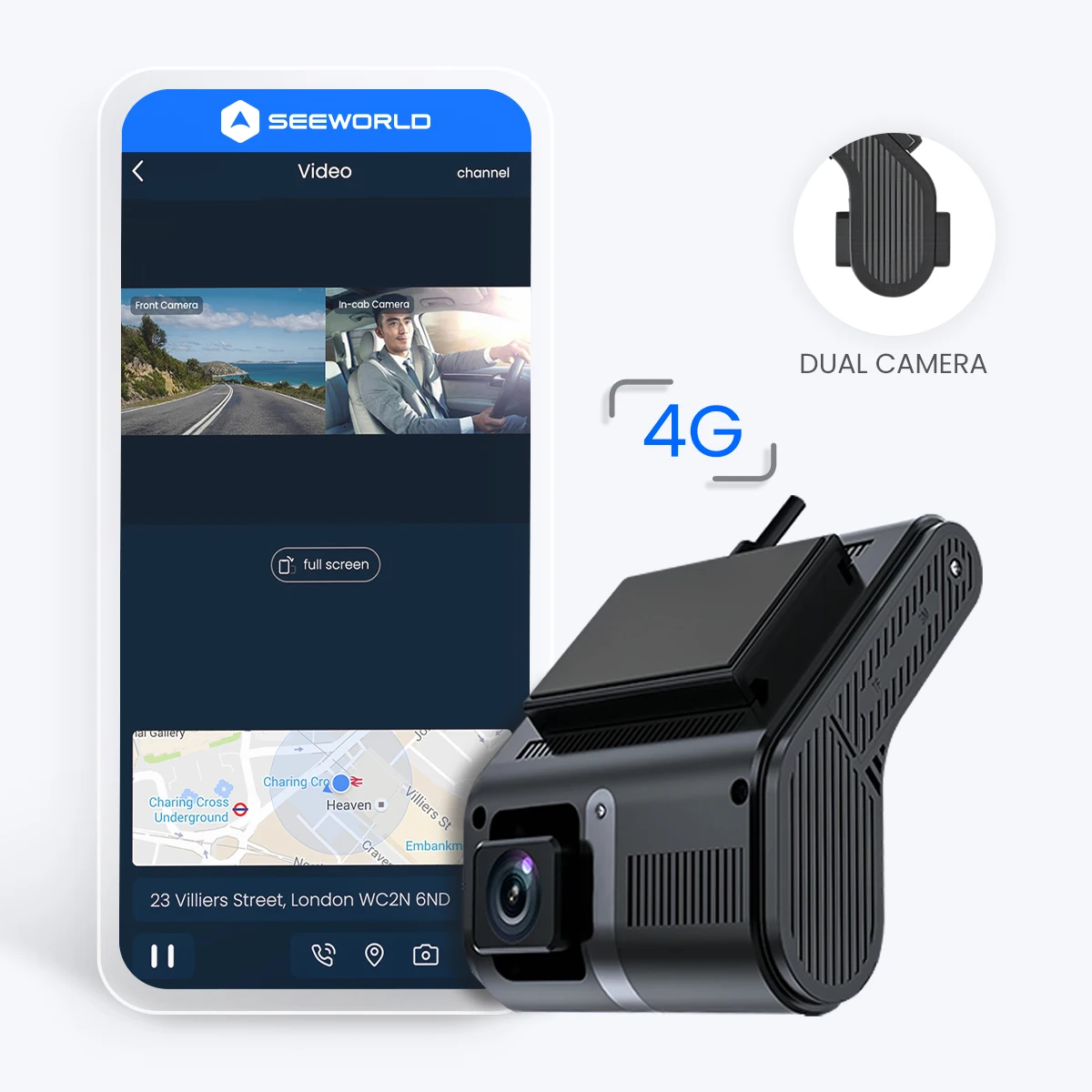 4G Fleet Management Car Wifi Dashcam with Alarm with 1080P Platform Control and APP Control