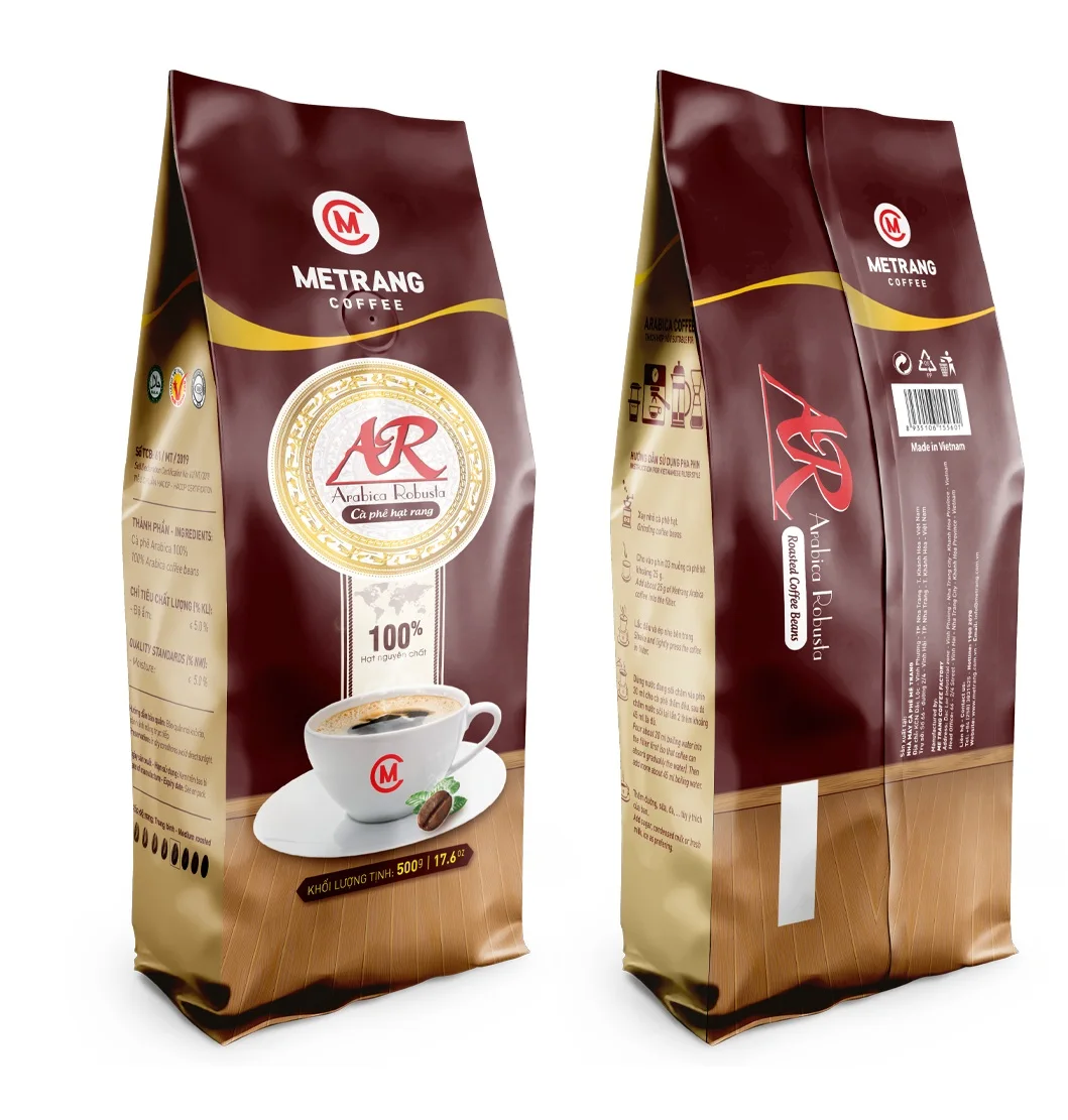 Premium Quality 500gr/bag 50% Robusta 50% Arabica Coffee in bag HACCP HALAL Certification Medium Roasted Coffee Beans