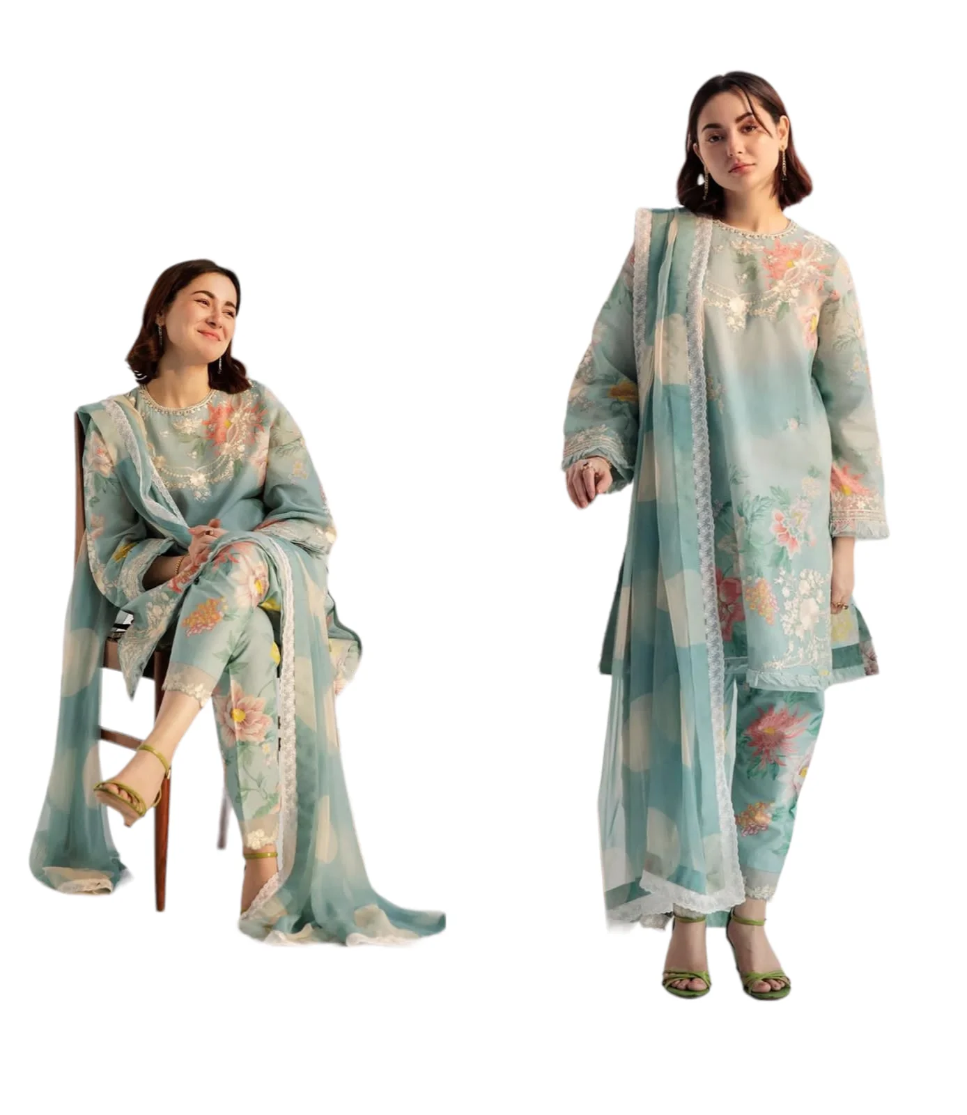 Trending Party Wear Indian Pakistani Clothing Lawn  3 Piece Suit Famous Asian Dress for Ladies