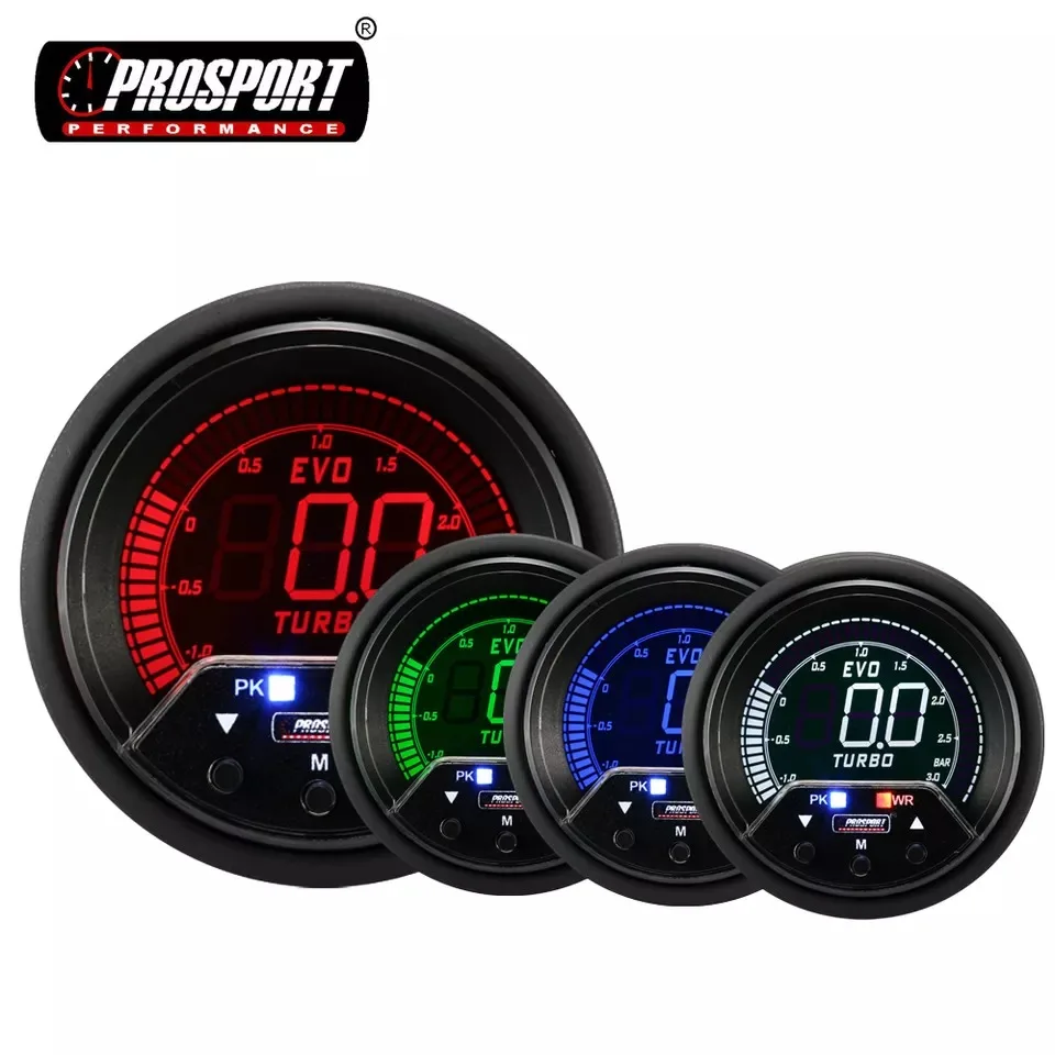 Universal  Digital  LCD Gauge Pressure Boost Meter Auto Turbo 60mm 12V LED backlight 4 Colors
