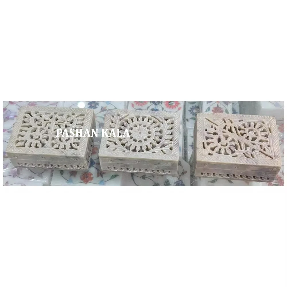 Шкатулка для ювелирных изделий в форме прямоугольника из натурального мыльного камня для свадебного кольца, Подарочная оптовая продажа и индийский производитель