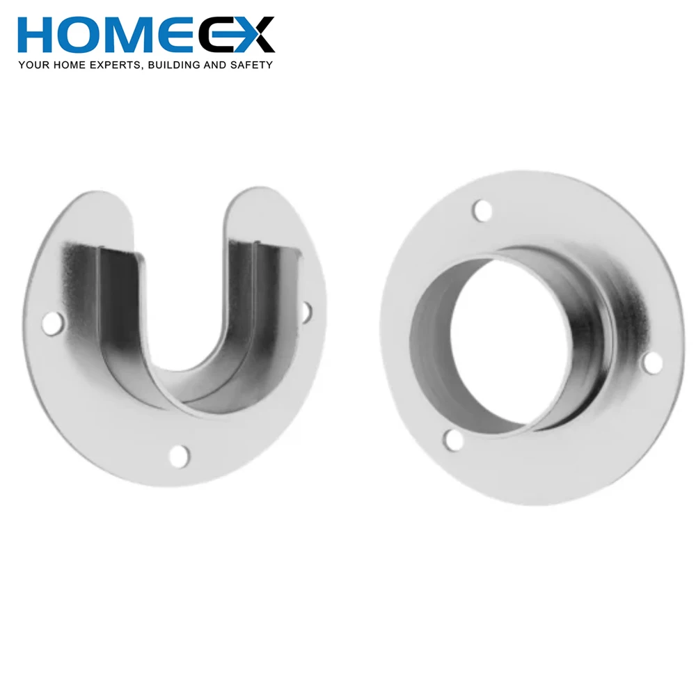 Satin Nickel Finish Heavy Duty Closet Rod Holder Poles Socket Closet Flange Set