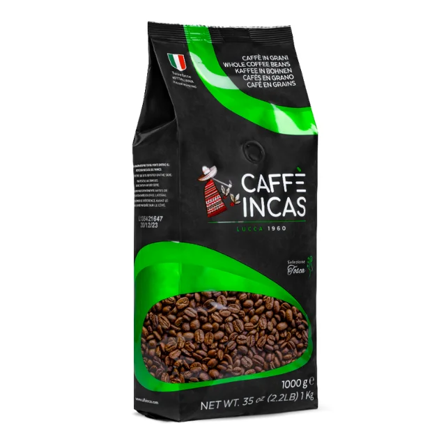 High Quality Italian Whole Bean Coffee Incas Green Blend TOSCA Selection 1 KG 50% Arabica 50% Robusta