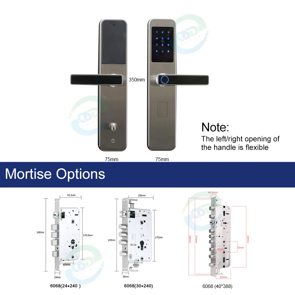 Waterproof Security Smart Lock WIFI Tuya TTlock APP Electronic Digital Biometric Handle Keyless Fingerprint Door Lock for Home