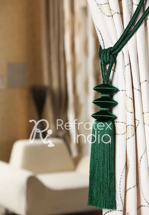 Latest Design in Green Color with Long Tassel Polyester Tiebacks By Refratex India Made in India