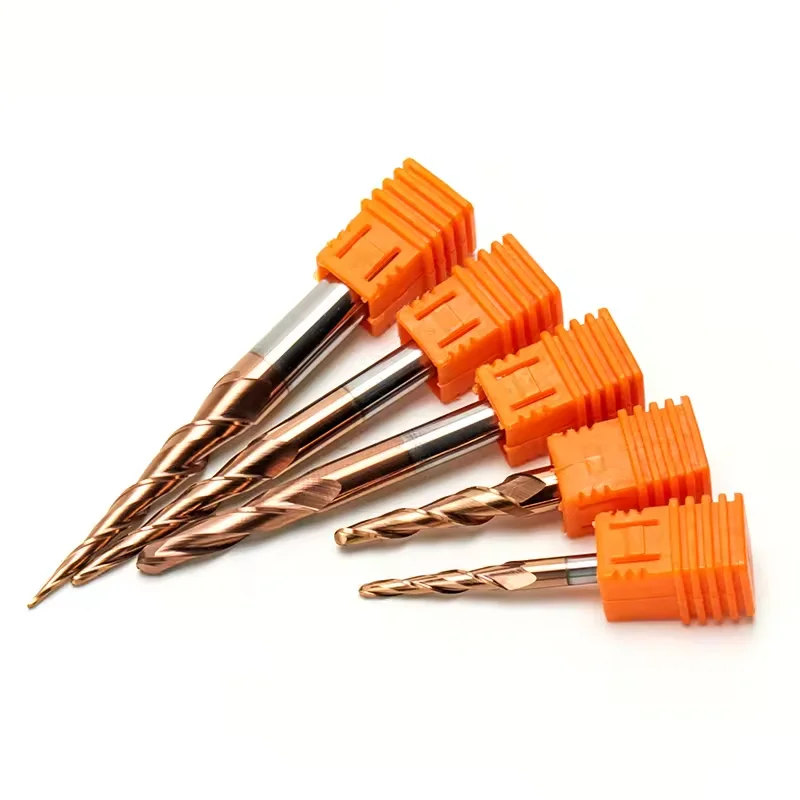 Customized High Temperature 6mm Solid Carbide HRC 55 Taper Ball Nose End Mills Cnc Router Cutter Bits For Wood Milling Cutter