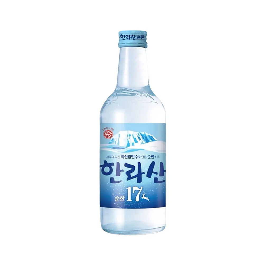 Korean Soju Alcoholic Whisky Liquor Soju Hallasan 17 Alcohol Degree 375ml Soft & Mild Taste Glass Bottle from Jeju Island