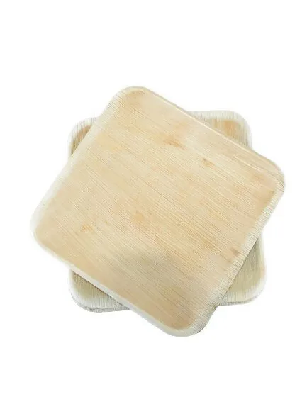 Home and Hotel Party ware Natural Areca Leaf Flatware 10 Inches Square Plates Custom Made biodegradable Natural & Compostable