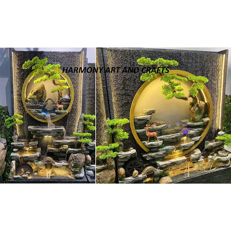 Top Quality Large Water Artificial Wall Fountain Decorative Waterfall Feature Custom Made Black Granite Curtain