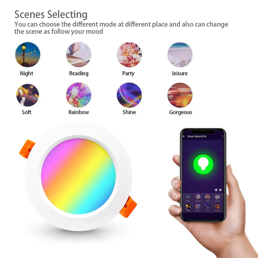 Hot 3.5 Inch RGBCW Smart Wifi Downlight Automatic Tuya APP Control 7W with Voice Control  Living Room Installation PST-TD01