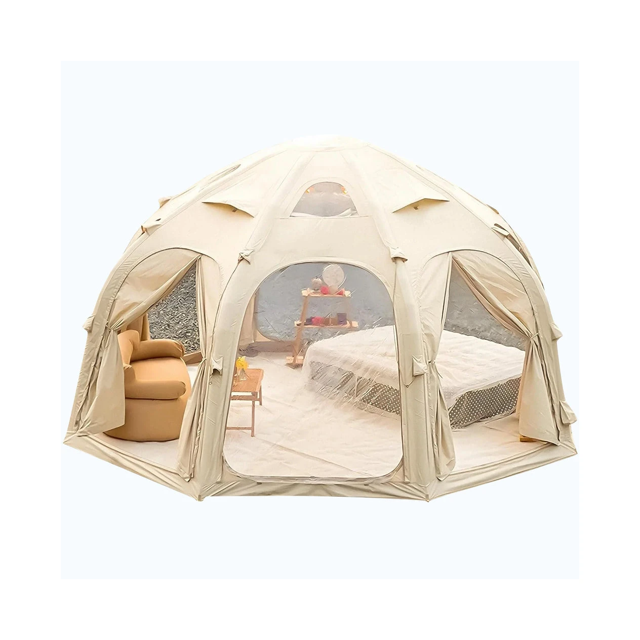 Big Size Air Large Inflatable Camping Canvas Cotton Dome Wall Tent Glamping Oxford Fabric House 4-8 Person