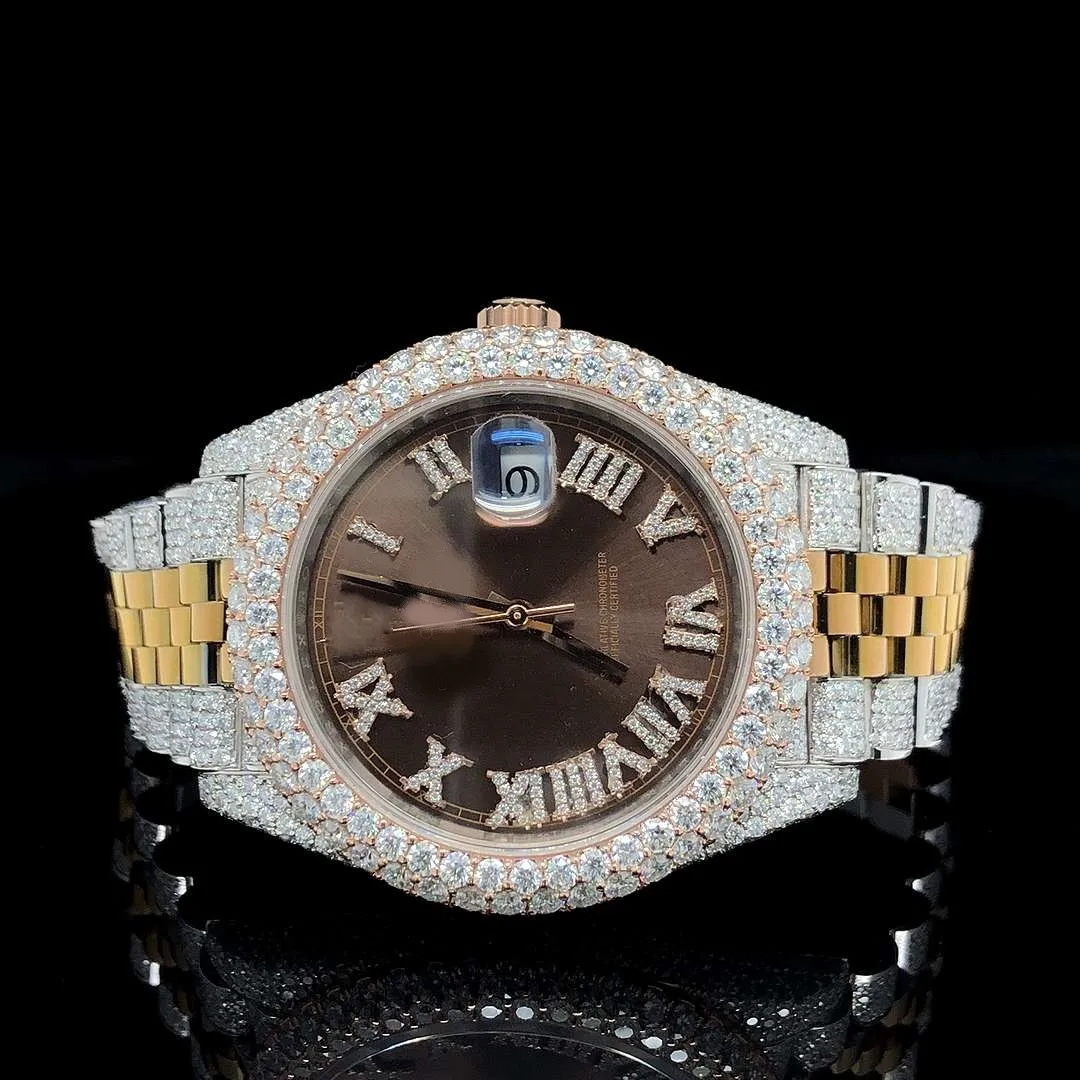 High Quality and Unique Top Iced Out Mechanical Diamond Luxury Rose Gold Diamond Watch VVS Moissanite Watches For Unisex