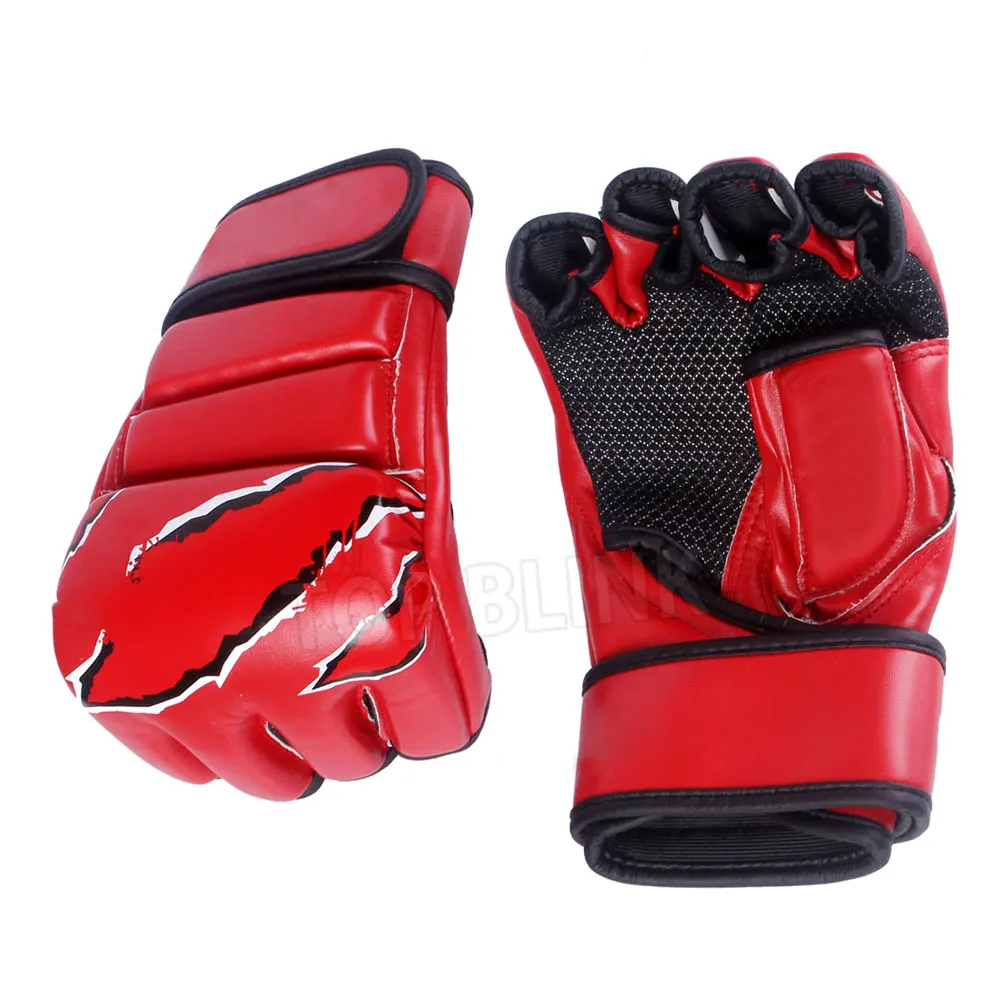Wholesale Muay Thai MMA Half Finger Gloves Boxing Gloves Real Cowhide Leather MMA Gloves Youth