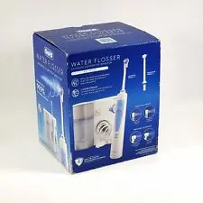 Oral-B Water Flosser, Oral Irrigator Handle with 4 Nozzles, White & Light Blue