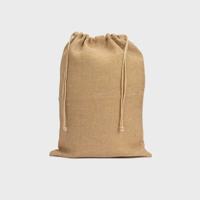 Eco friendly Logo Printed Custom Natural Manufacturers Linen Burlap Drawstring Gunny Sack Gift Bags Coffee Bean Jute Pouch