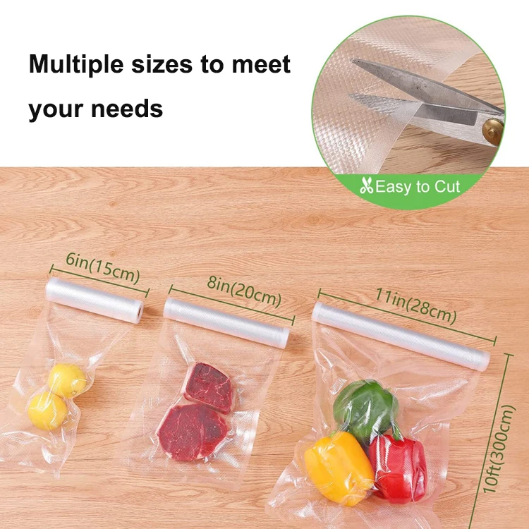 Custom PE Embossed Transparent Vacuum Sealer Roll 28 x 5 Meter Vacuum Sealer Bags For Food