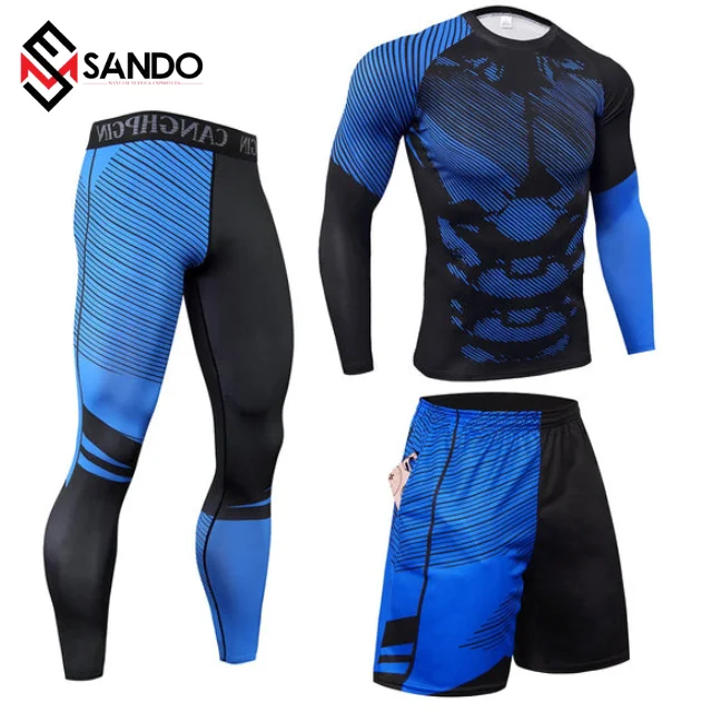 High Quality Mens Gym mma rash guard with Custom Logo Elastic Waist rash guard set pants mma shorts rash guard for men