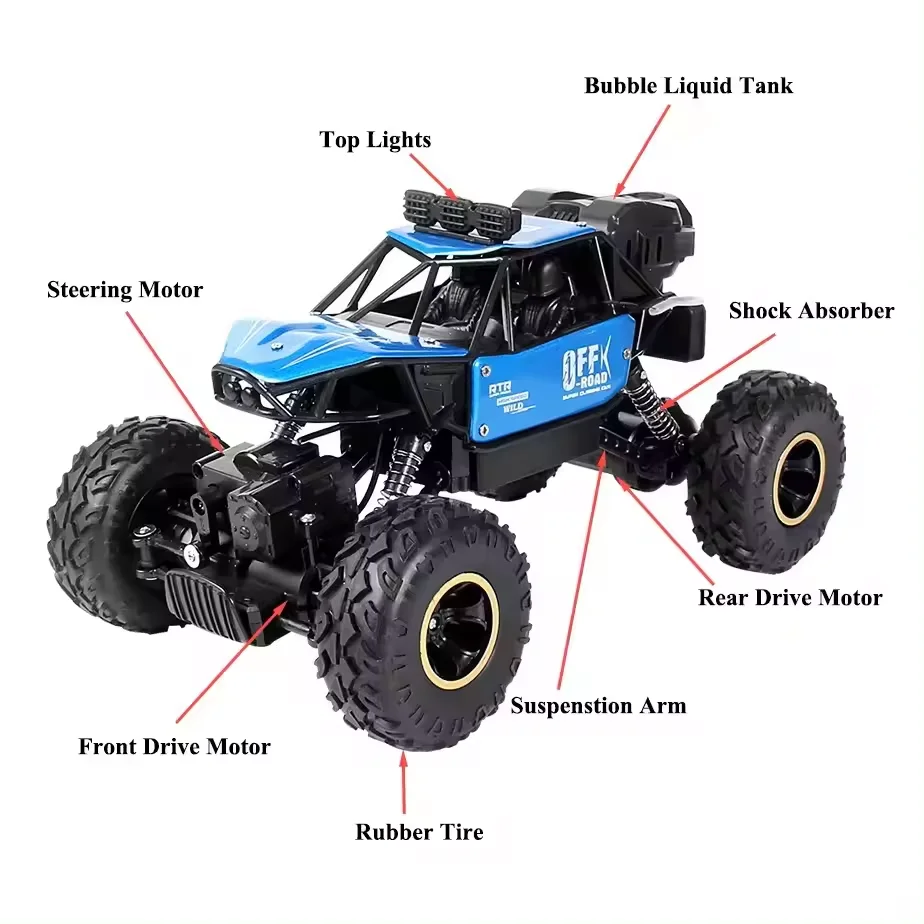 2.4Ghz Bubble Spray Rc Car 360 Degree Rotation Bubble Remote Control Car Toys Gifts With Lights Kids Summer Outdoor Bubble Toys