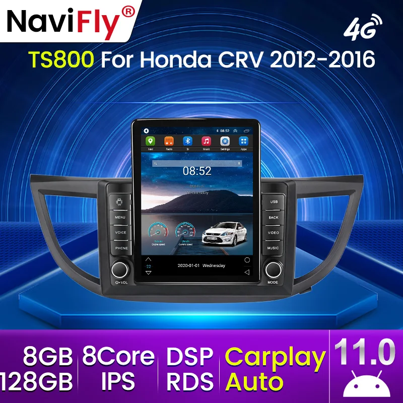 Navifly Tesla Android 11 8+128G DSP RDS GPS car stereo player for  Honda CRV 2012-2016 car gps carplay+auto BT Stereo dvd player