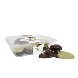 Made in Italy Traditional Extra Dark Chocolate dipped Sicilian Pistachio Cookies - Fine Biscuits for breakfast or snack