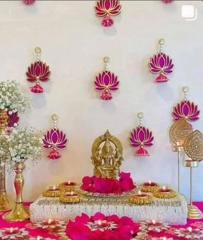 Beautiful Lotus hangings for decoration floral wall hangings for temple diwali wedding and all festivals decorations