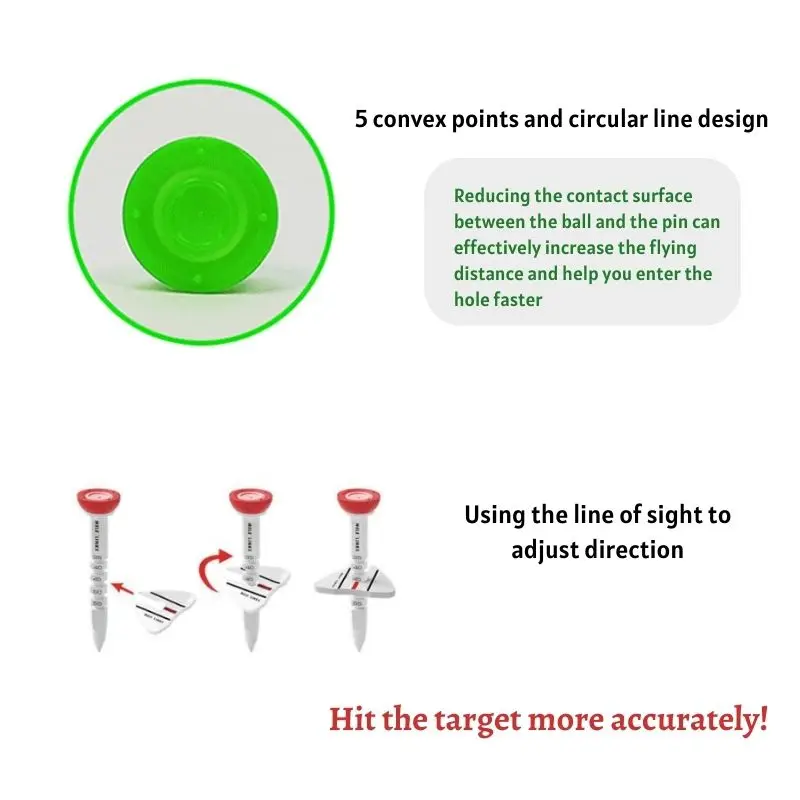 Reduce Friction Triangular Plate Aiming Line Adjust Tee Shot Direction Big Head Golf Tees Premium Adjustable Golf Tee