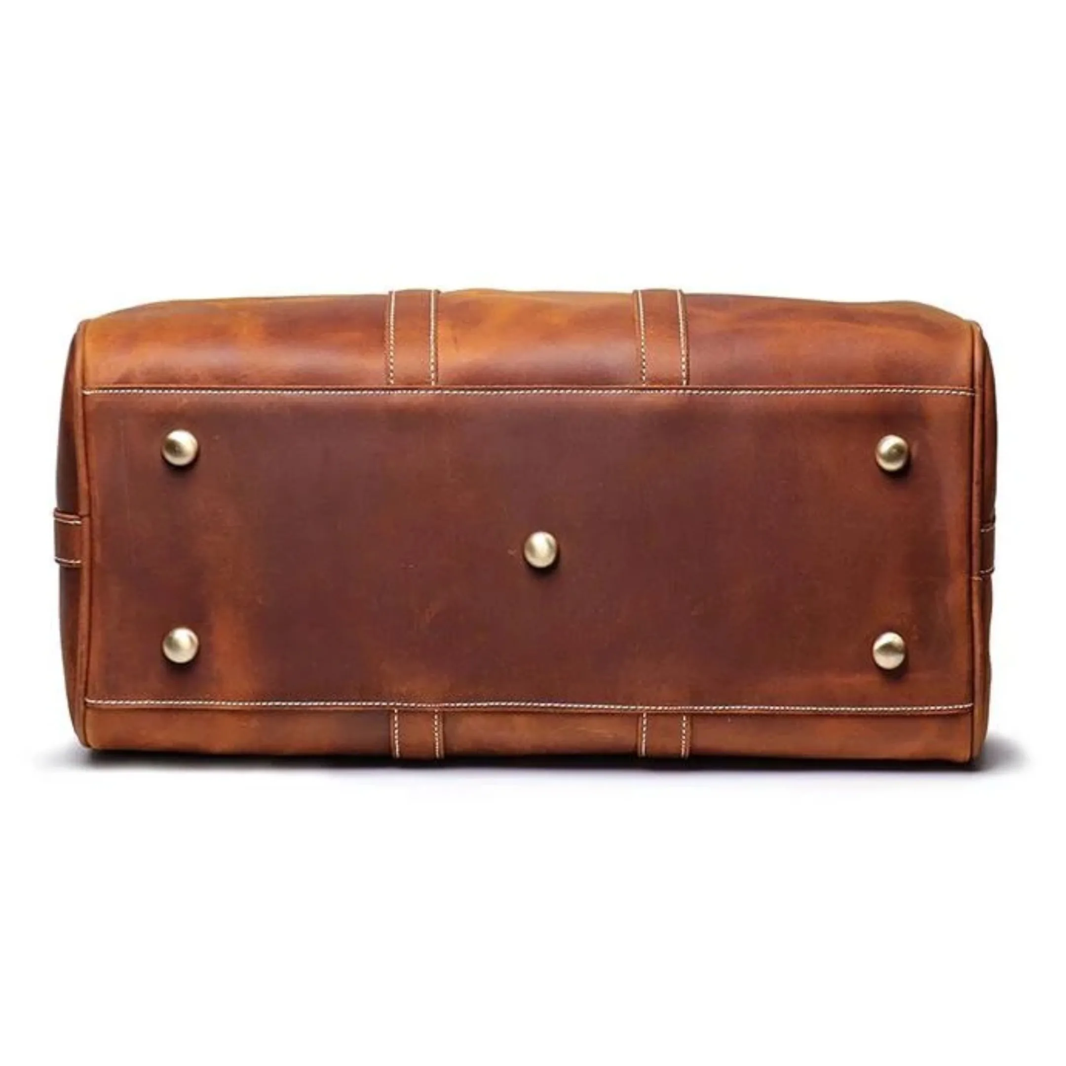 Elegant Brown Vintage Leather Duffel Bag  Men Genuine Crazy Horse Leather Weekender with Shoe Compartment Design and Custom Logo