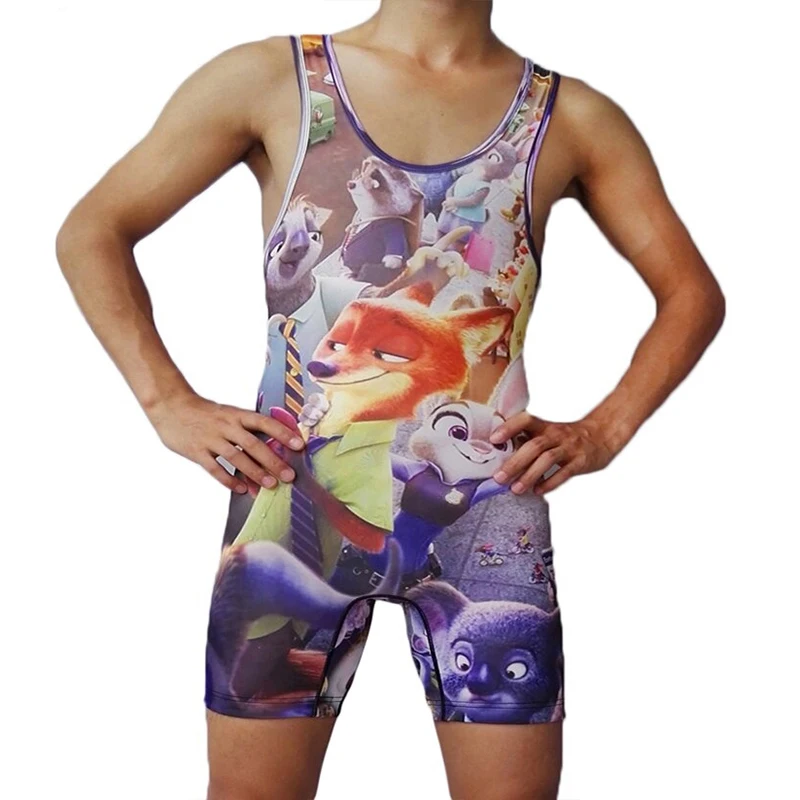 Underwear Men One-piece Undershirt Wrestling Singlet Breathable Sleeveless Bodysuit Wrestling Clothes