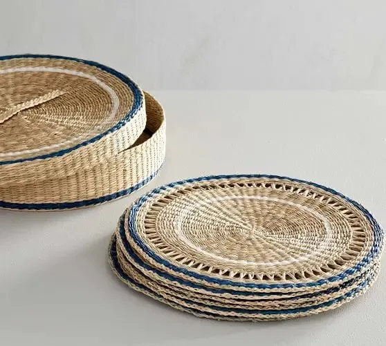 Rattan Place Mats Disposable Tablecloth Customized OEM Natural Color Luxurious Style Tablecloth New Style Seagrass placemat