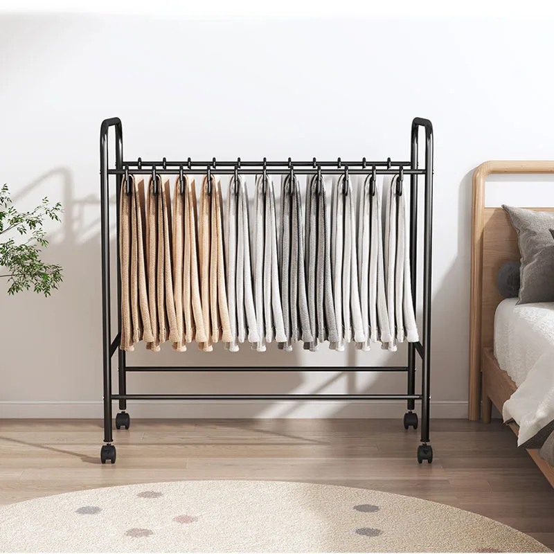 Movable Pants Rack with 20 Pants Hangers Metal Clothes Rack Wholesale Rolling Trolley-Skirt Hangers Jean Organizer Shelf