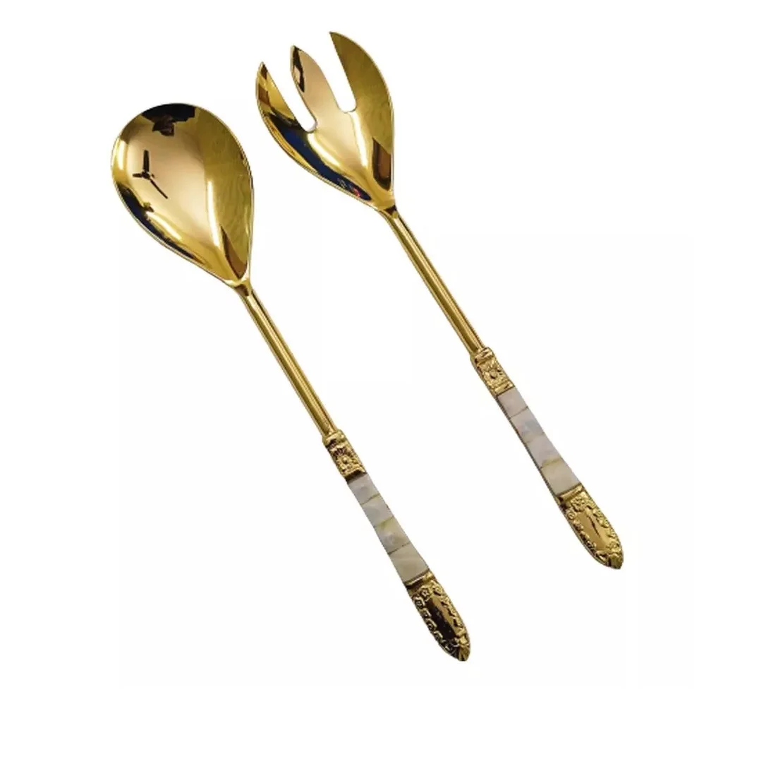Copper Salad Server With Hand Forged Handle New Cutlery Set of 3 New Metal Flatware New Cutlery Set New Serving Utensils