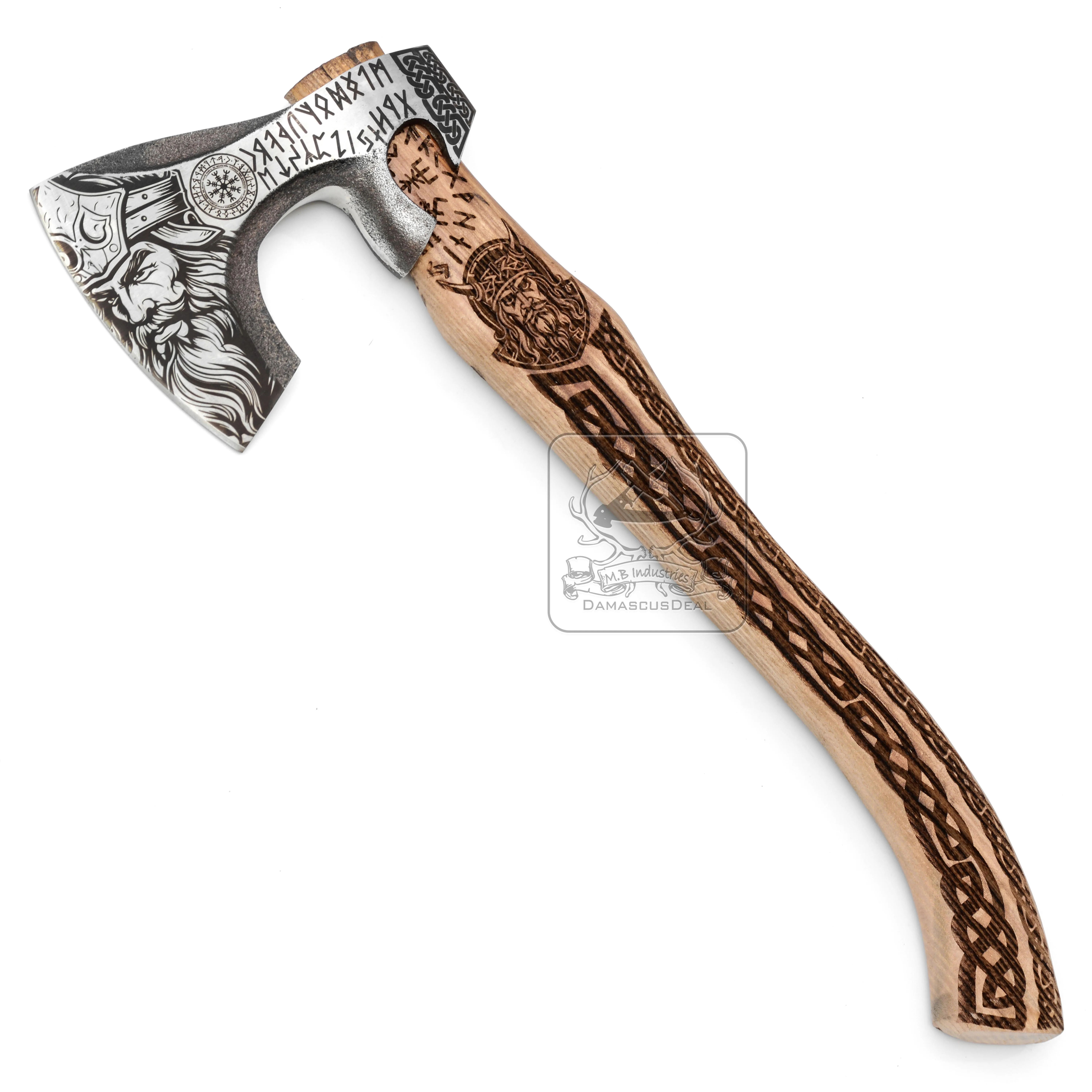 Viking Tomahawk Hatchet DD-VikingAxe-LE03 Hand Forged Axe Bearded Viking Axe Wholesale Top Quality Hand Made Axe Wooden Handle