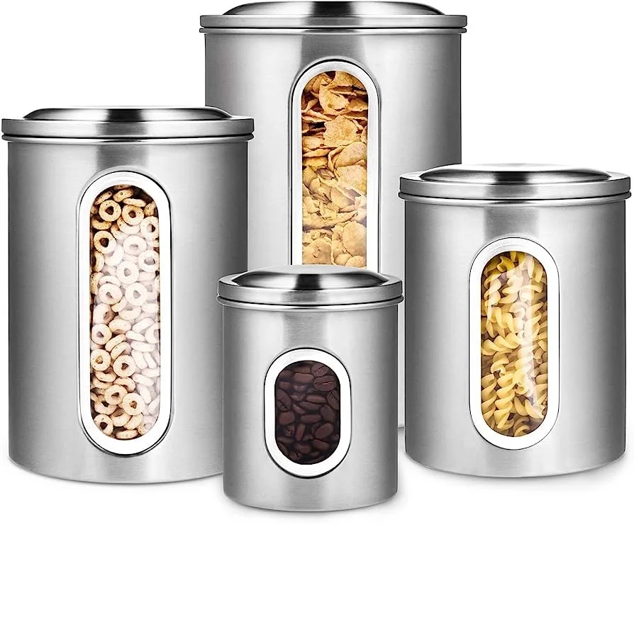 Kitchen ware items for Home Metal Stainless Steel Canister Set, 1000ml, 800ml, 500ml,  Buy Online at Best Price in India