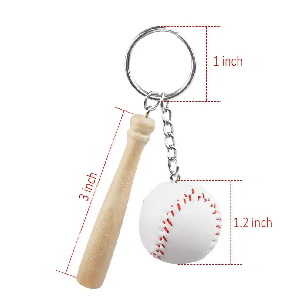 Baseball bat keychain baseball sticks wooden small stick key chains for girls bag  gifts wholesale