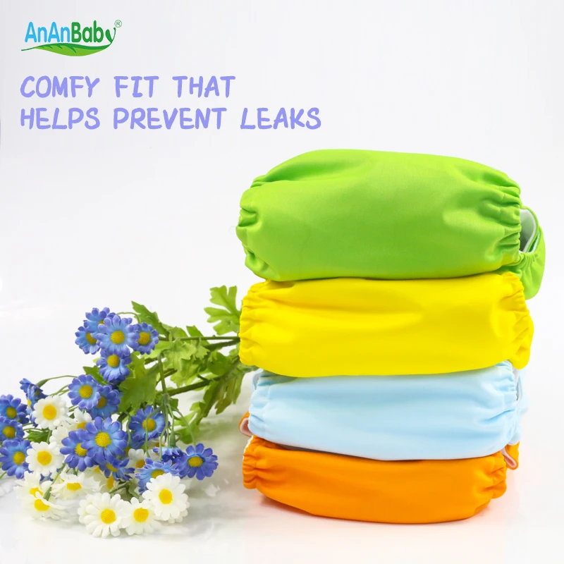 Ananbaby Preflat Low MOQ Adjustable Cloth Diapers Washable Reusable Custom Baby Cloth Diaper