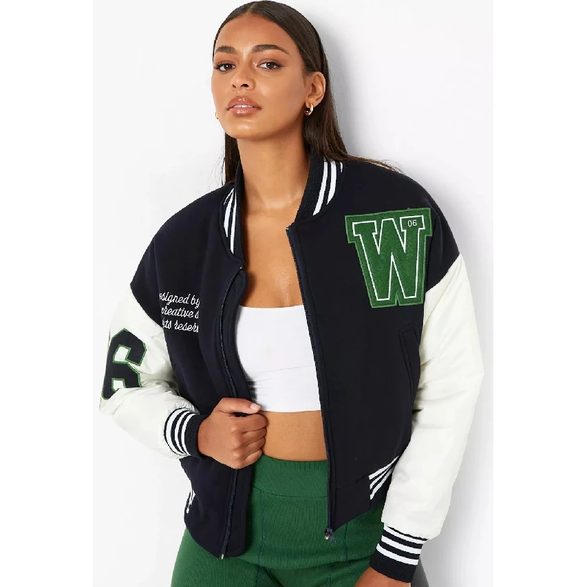 Premium Quality Wool Body Women Varsity Jackets Top Selling Windproof varsity jackets for women