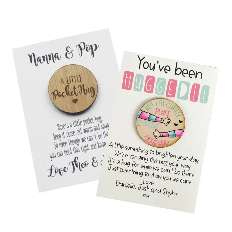 eco friendly souvenir gifts custom wooden token coin wood pocket hug