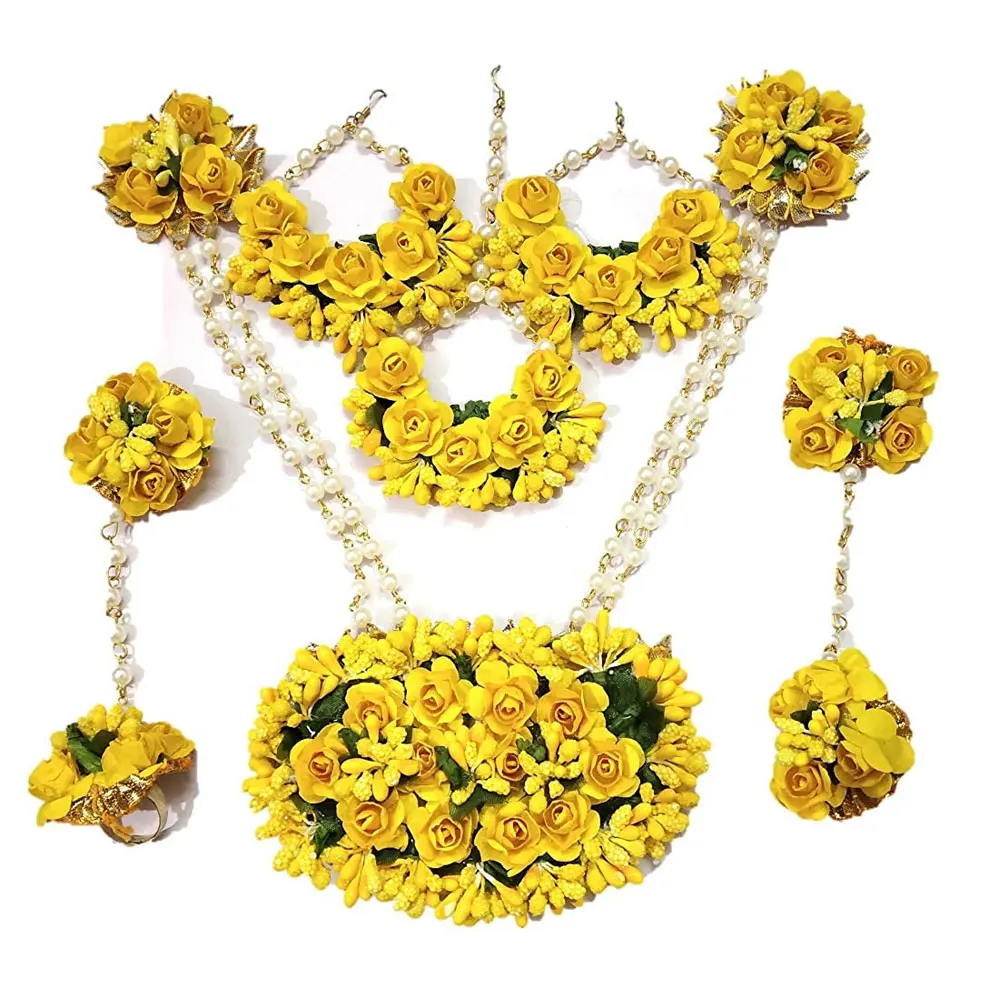 New Arrivals Ladies Multicolor Gold-plated Cubic Zircon Watch Necklace Mehndi Jewelry Set