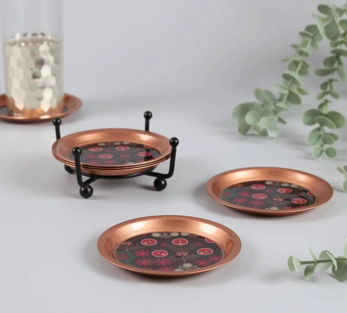 Custom Metal Copper Coasters Cup Mat Beer Coaster Table Decor Amazing Cut work Design Round Shape Best Quality