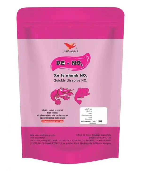 Dissolve organic matters and limit the toxic gases in pond, especially NO2 - De-NO2 1kg/bag - Solutions for aquaculture farming