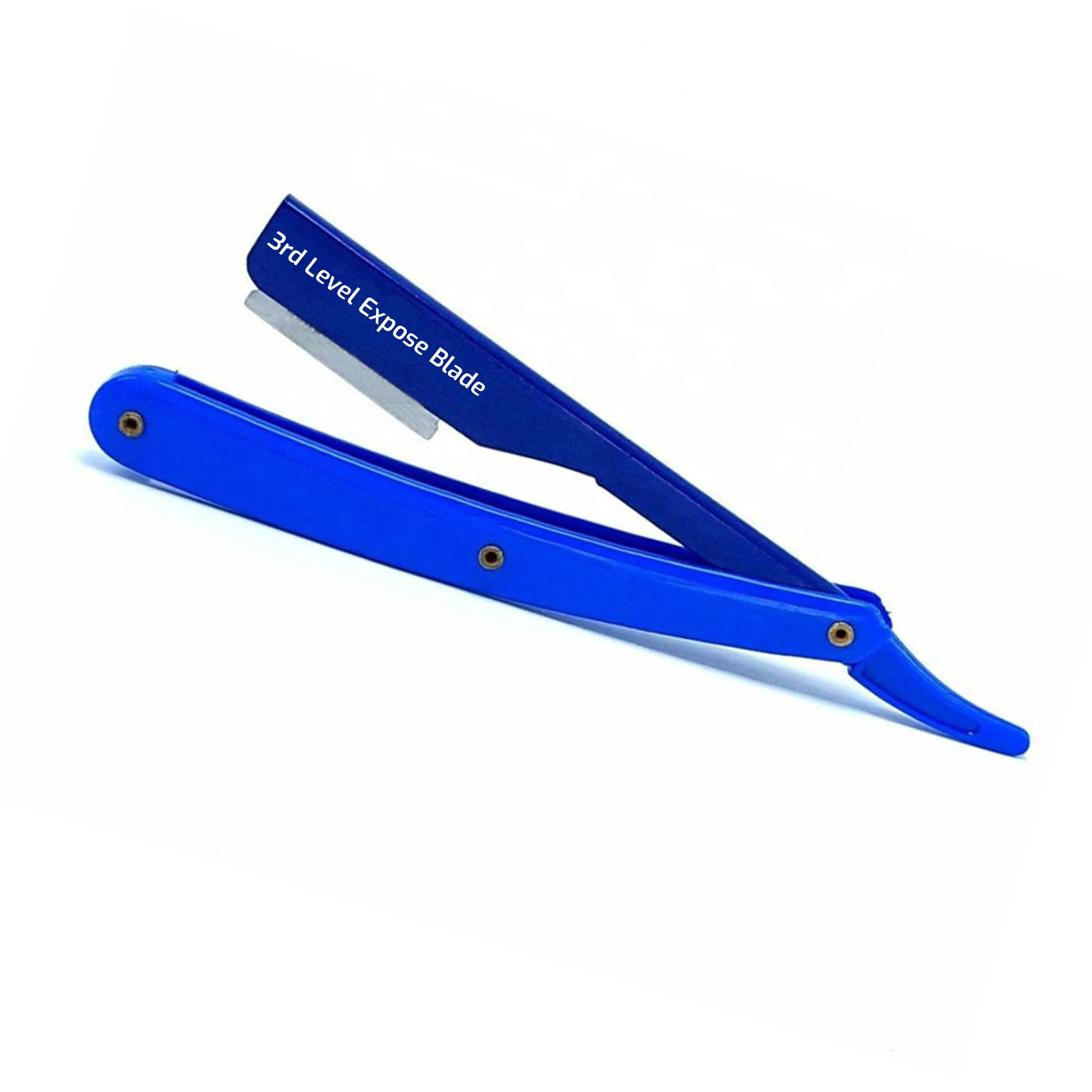 Expose Blade matte Blue Sliding Out Razor For Barbers Free Customize Logo Straight Razors Barber supplies