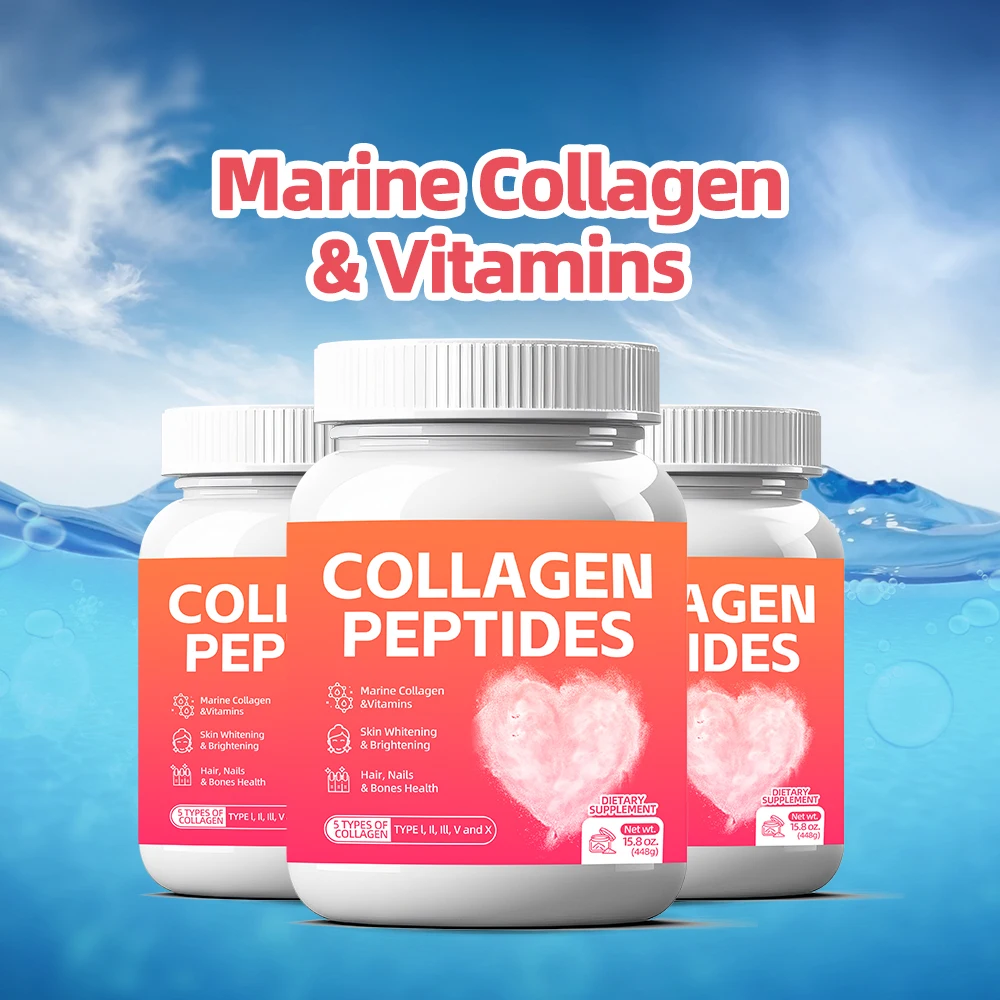 Private Label Pure Collagen Powder Glow Digestive Enzymes Marine Collagen Powder Drink For Skin Whitening Supplement