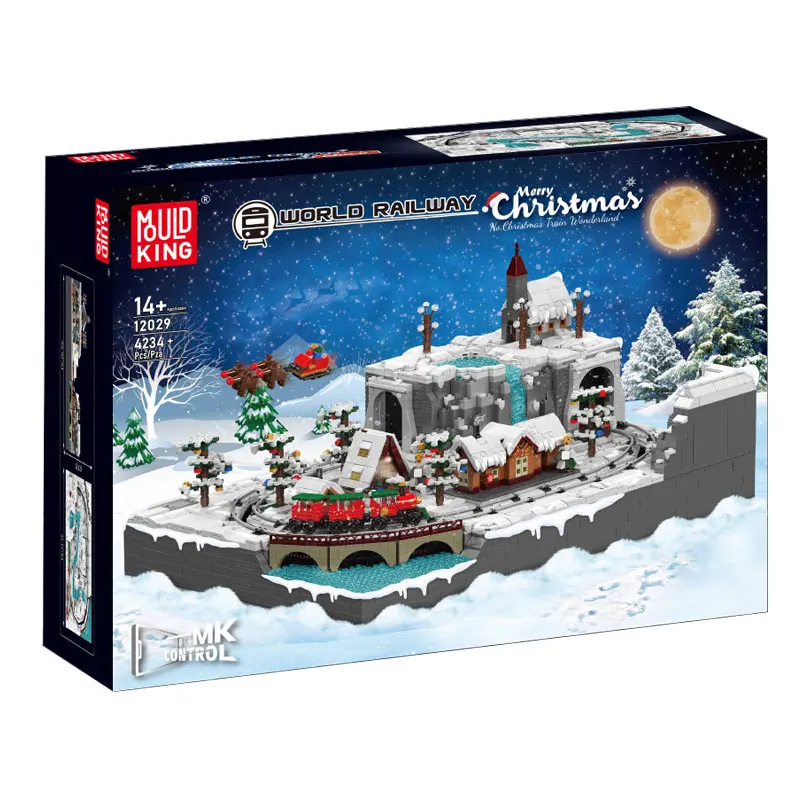 Mould King 12029 Christmas Building Block Motorized Christmas Train Wonderland Model Assembly Car Brick Toys Kids Christmas Gift